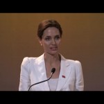 Angelina Jolie addressing the Global Summit on Sexual Violence in Conflict
